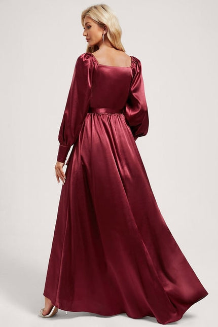 Robe Trapèze Satin Bleu Élégant - gallery 4