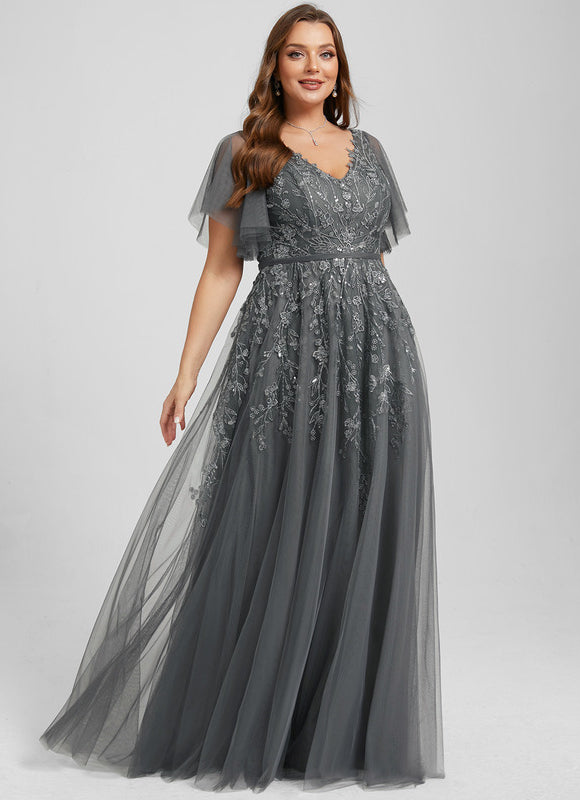 Robe Trapèze Élégance Grise Tulle - gallery 7