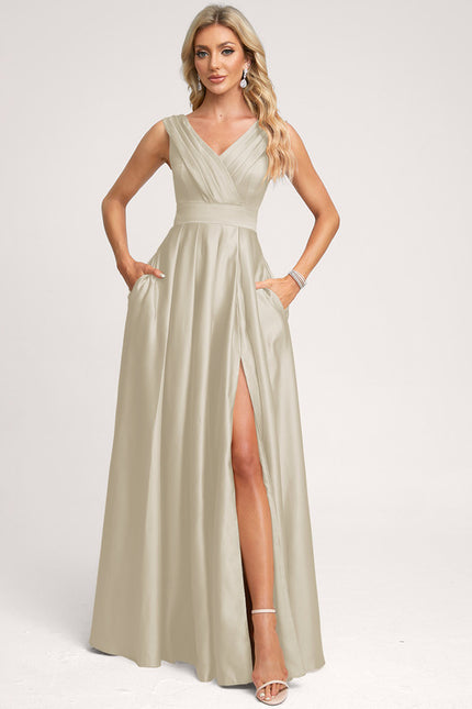 Robe Trapèze Éclat Satiné Doré - gallery 6