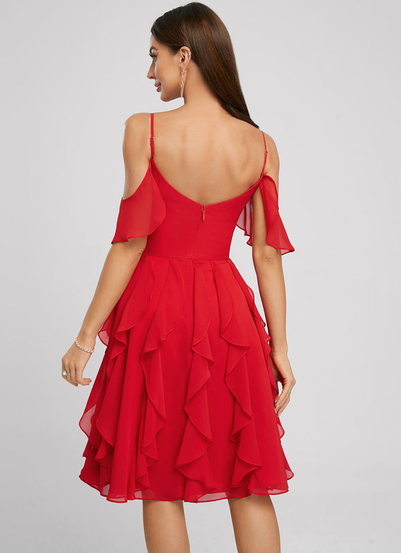 Robe Trapèze Rouge Éclatant - gallery 5