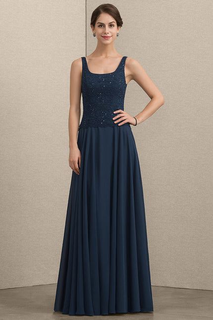 Robe Trapèze Bleu Marine Dentelle Paillettes - gallery 4