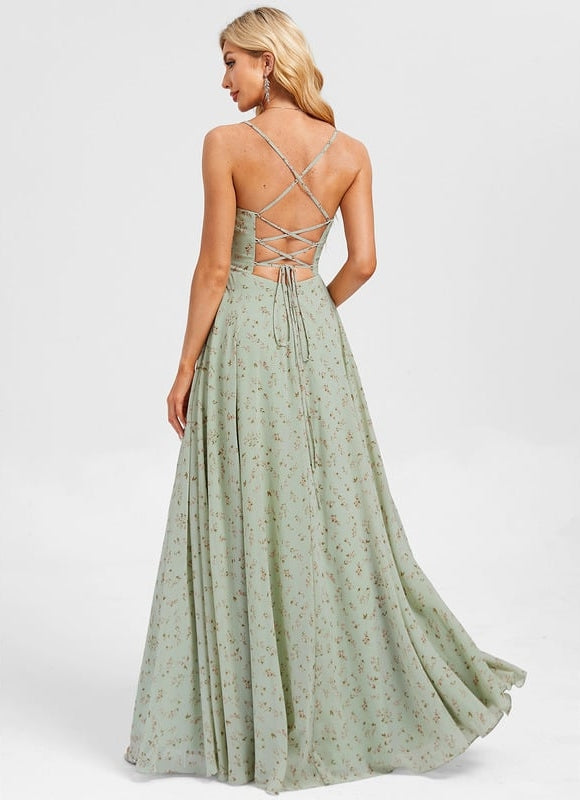 Robe Trapèze Bleu Élégant Longue - gallery 3