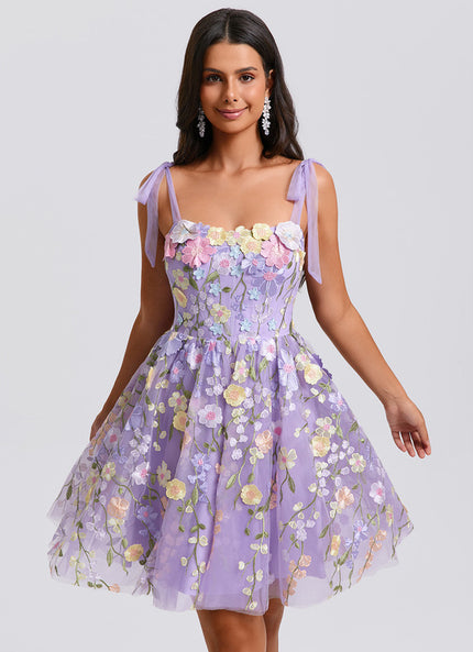 Robe Trapèze Fleurie Lavande