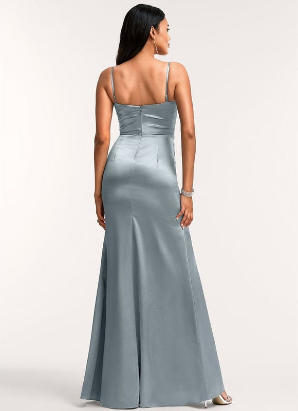Robe Trapèze Satin Doré Élégante - gallery 4