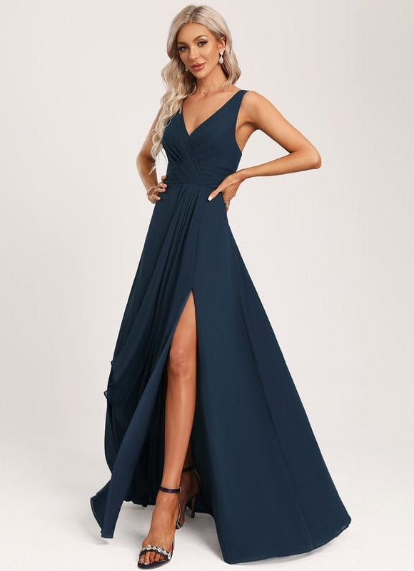 Robe Trapèze Mousseline Fendue - gallery 1