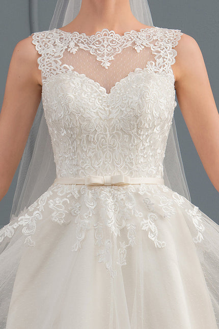 Robe Trapèze Ivoire Dentelle Satin Tulle - gallery 2