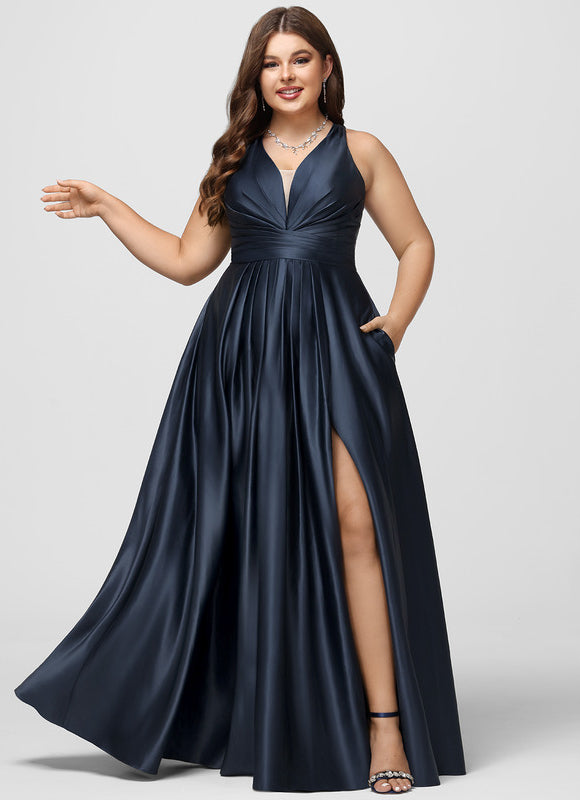 Robe Trapèze Éclat Satiné Doré - gallery 5