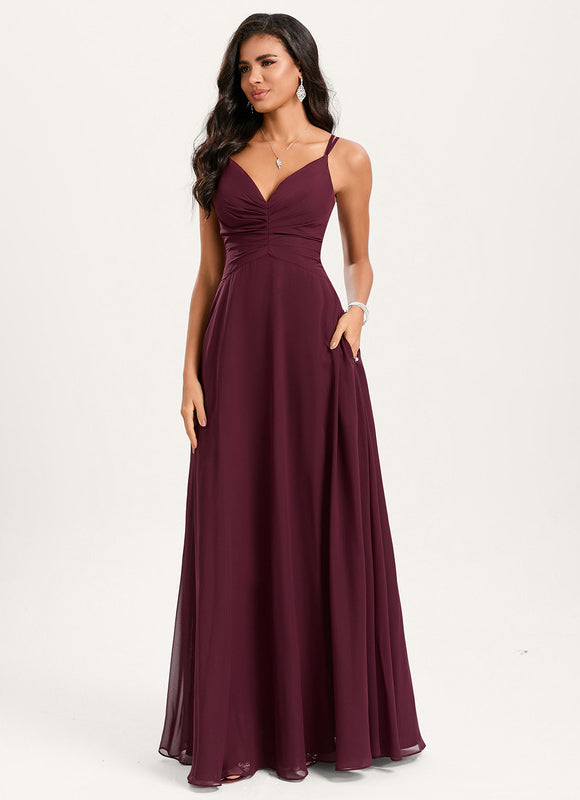 Robe Trapèze Longue Beige Élégante - gallery 1