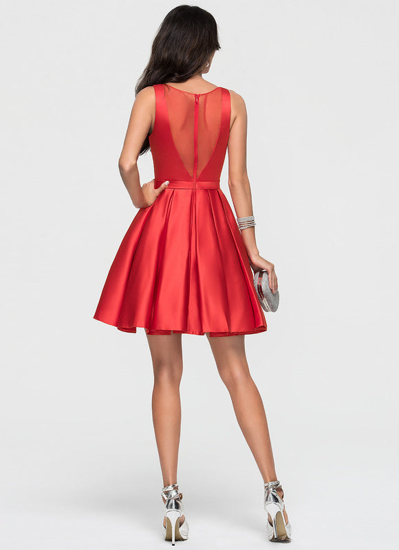 Robe Trapèze Évasée Satinée - gallery 4