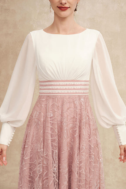 Robe Trapèze Chiffon Rosée - gallery 7