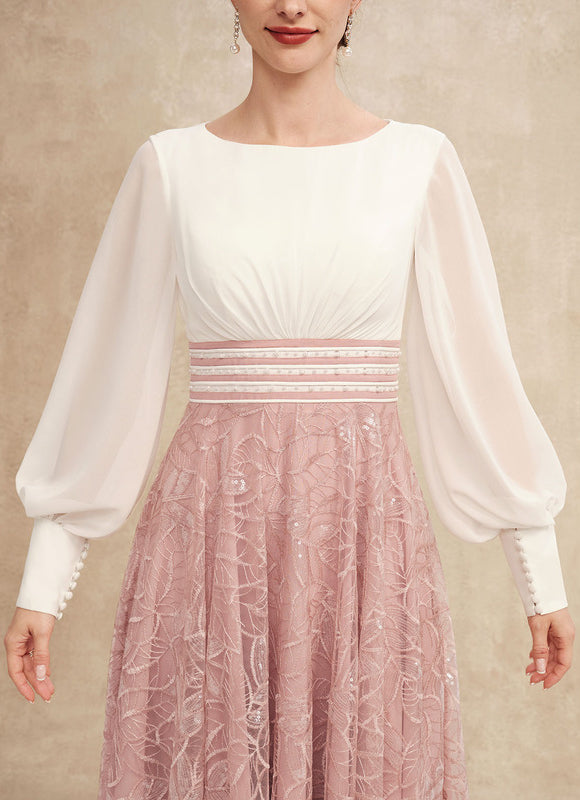 Robe Trapèze Chiffon Rosée - gallery 7