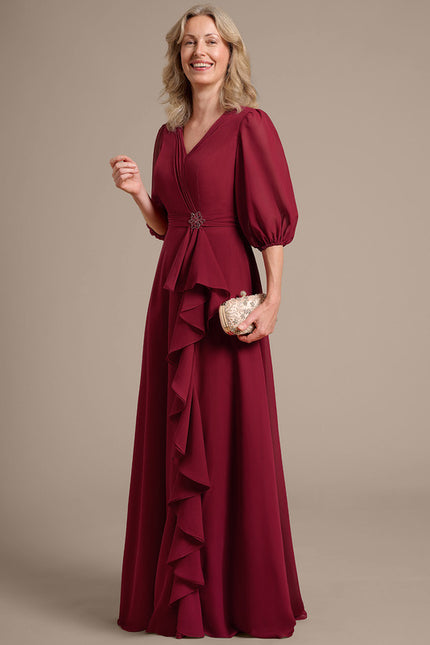 Robe Trapèze Rouge Élégant - gallery 3