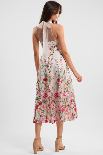 Robe Trapèze Fleurie Noire - gallery 6
