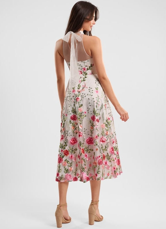 Robe Trapèze Fleurie Noire - gallery 6