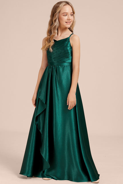 Robe Trapèze Satinée Longue Émeraude - gallery 2