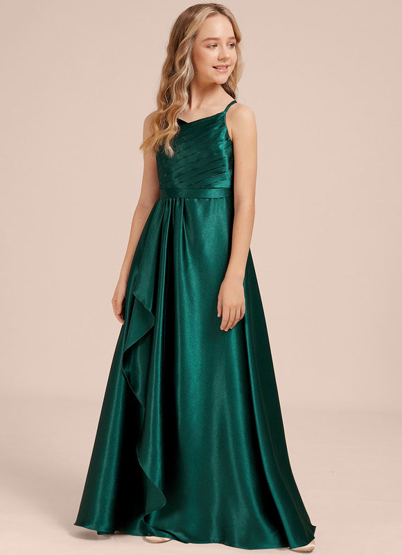 Robe Trapèze Satinée Longue Émeraude - gallery 2