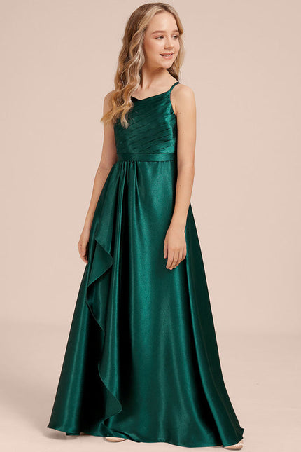 Robe Trapèze Satinée Longue Émeraude - gallery 2