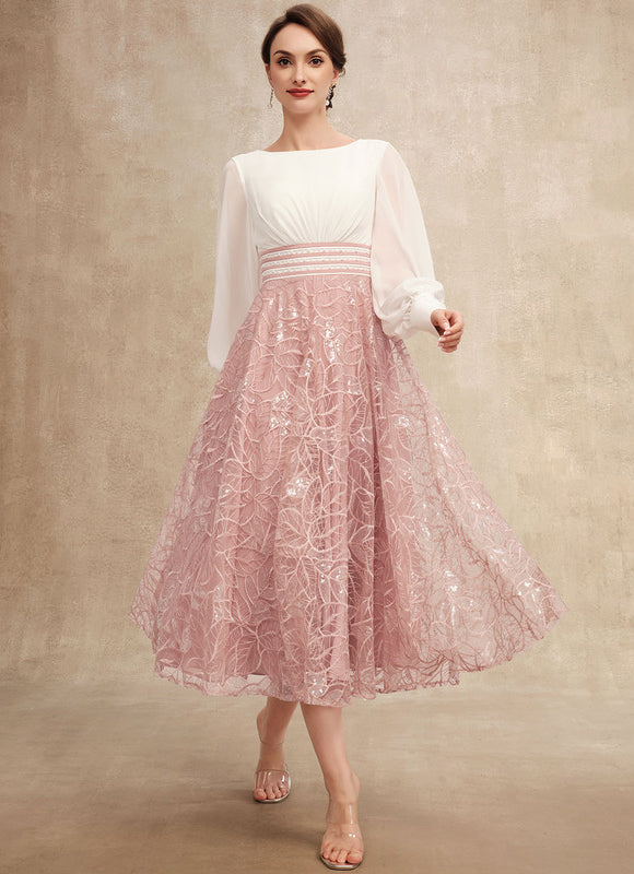 Robe Trapèze Chiffon Rosée