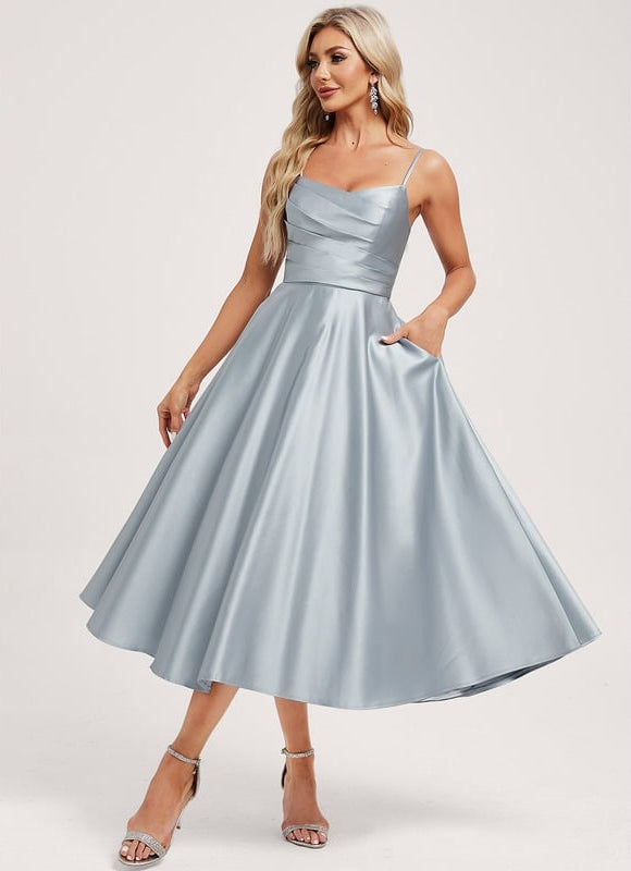Robe Trapèze Céleste Satinée - gallery 2