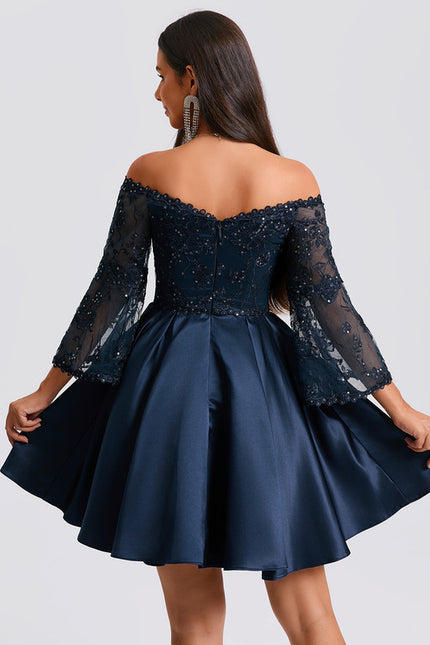 Robe Trapèze Satin Étoilée - gallery 4