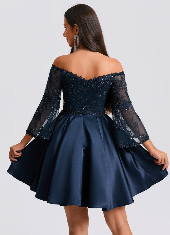 Robe Trapèze Satin Étoilée - gallery 4