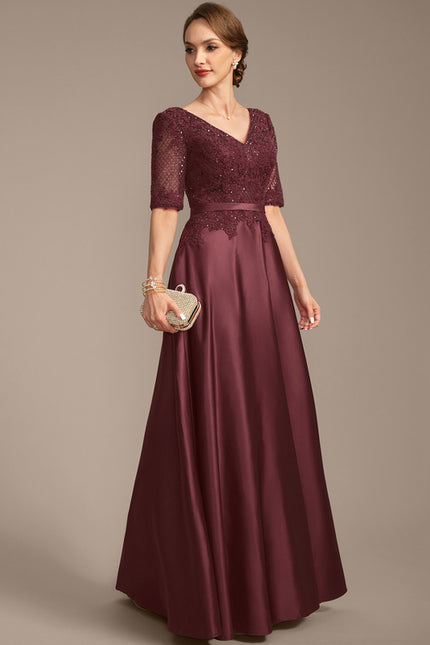 Robe Trapèze Satin Bordeaux Élégant - gallery 5
