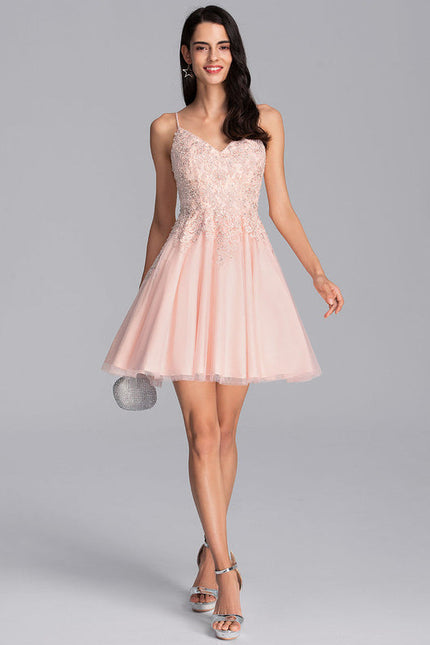 Robe Trapèze Rose Poudré Élégant - gallery 3