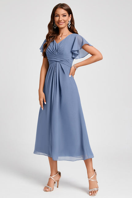 Robe Trapèze Florale Marine - gallery 4