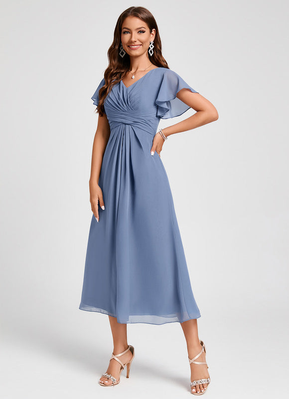 Robe Trapèze Florale Marine - gallery 4
