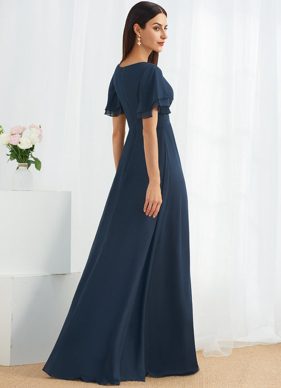 Robe Trapèze Longue Beige Élégante - gallery 4