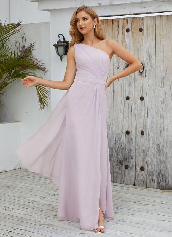 Robe Trapèze Asymétrique Beige - gallery 2