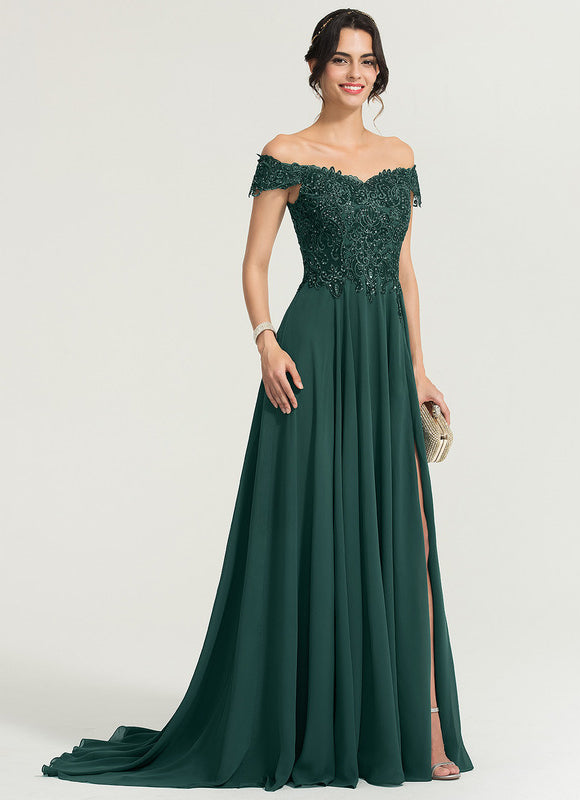 Robe Trapèze Verte Bal De Dentelle Pâles - gallery 3