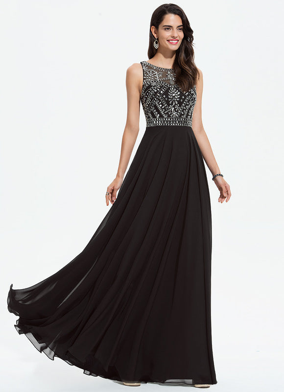 Robe Trapèze Noir Élégant Flottant - gallery 3