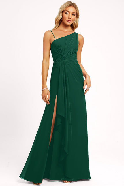 Robe Trapèze Verte Mousseline À Volants - gallery 1