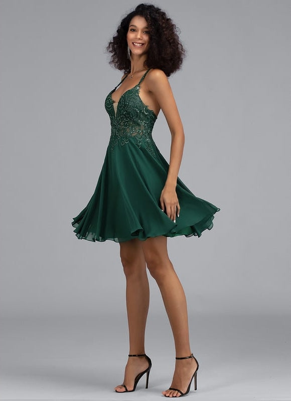 Robe Trapèze Émeraude Éphémère - gallery 5