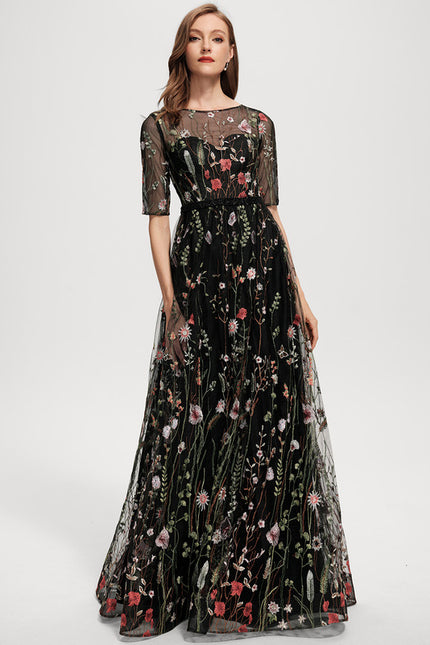 Robe Trapèze Botanique Noir