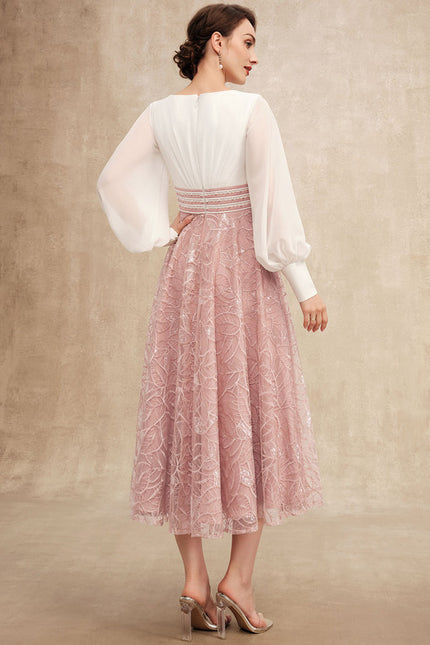 Robe Trapèze Chiffon Rosée - gallery 6