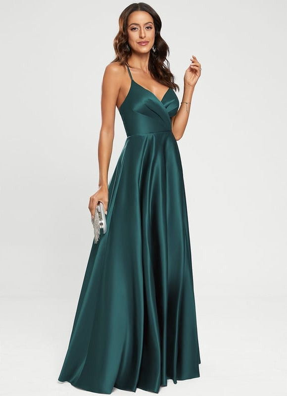 Robe Trapèze Éclat Satiné Doré - gallery 1