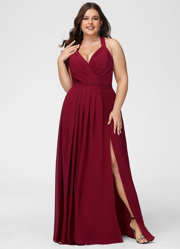 Robe Trapèze Longue Beige Élégante - gallery 8