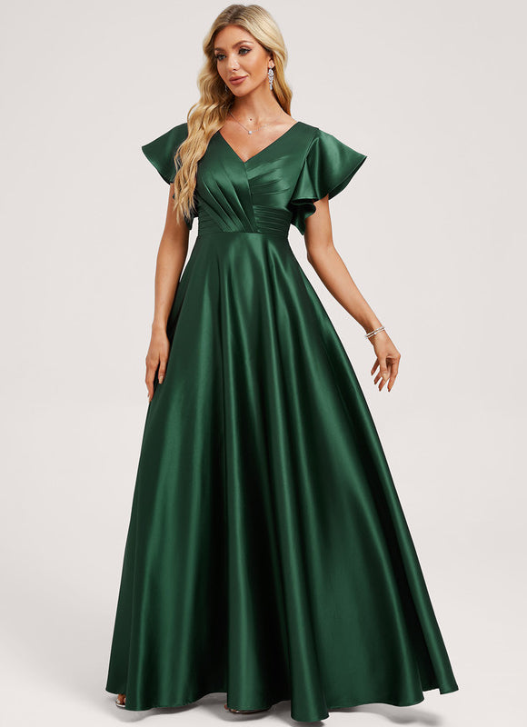Robe Trapèze Fluide Vert Pâle - gallery 2