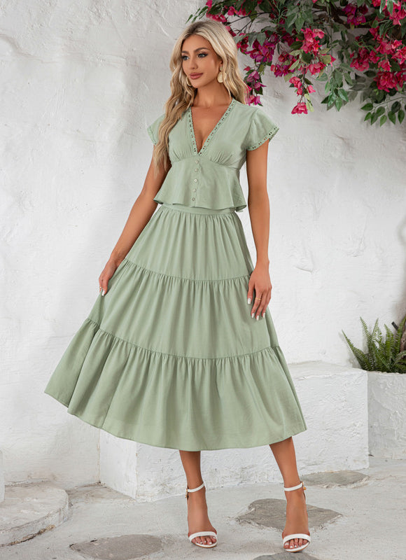 Robe Trapèze Vert Tendre - gallery 4