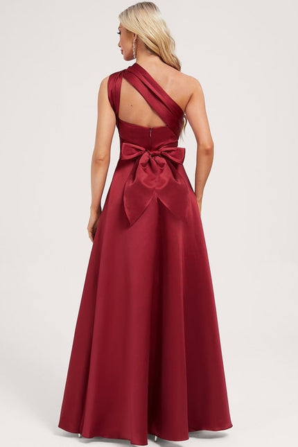 Robe Trapèze Satin Rouge Profond - gallery 2