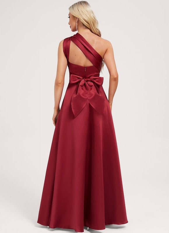 Robe Trapèze Satin Rouge Profond - gallery 2