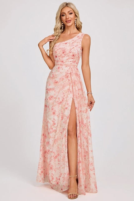 Robe Trapèze Asymétrique Beige - gallery 2