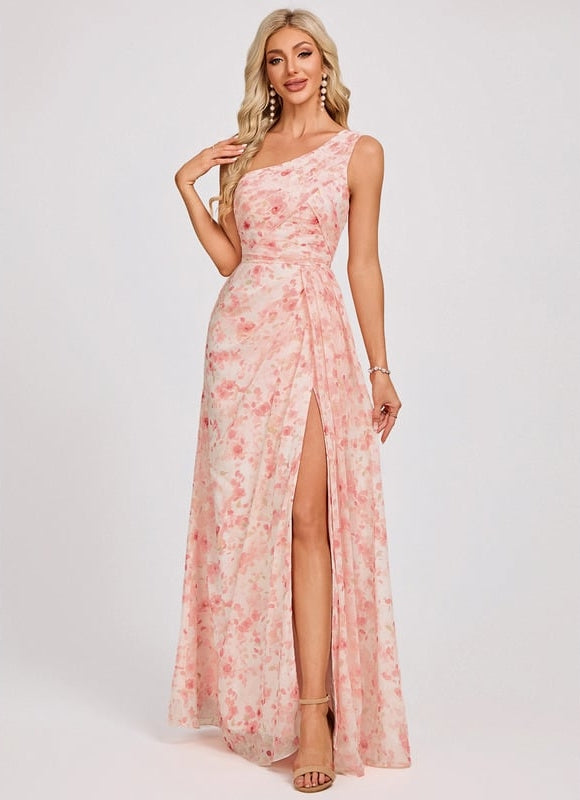 Robe Trapèze Asymétrique Beige - gallery 2