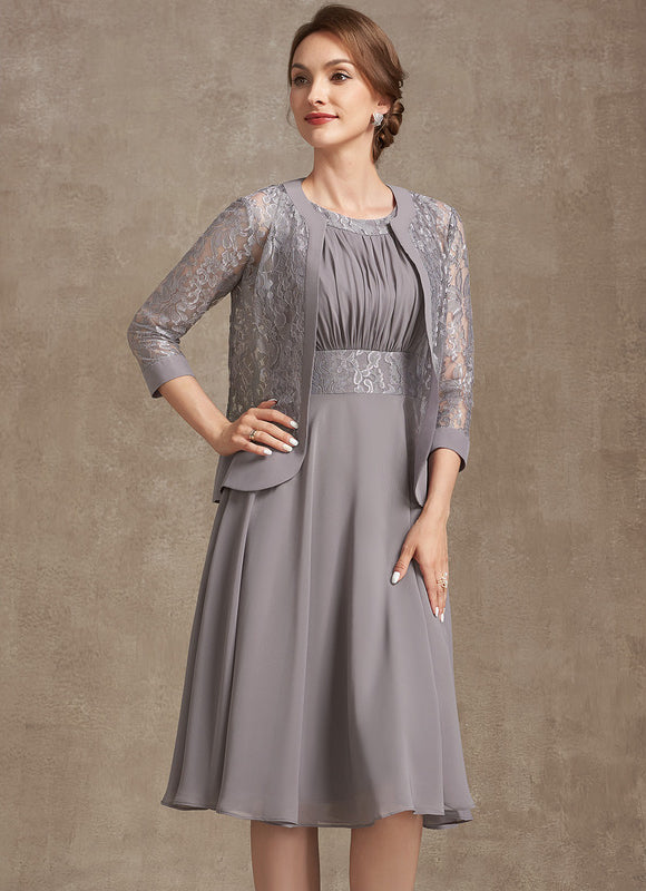 Robe Trapèze Gris Élégant Satiné