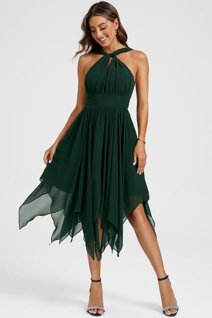 Robe Trapèze Mousseline Émeraude - gallery 8