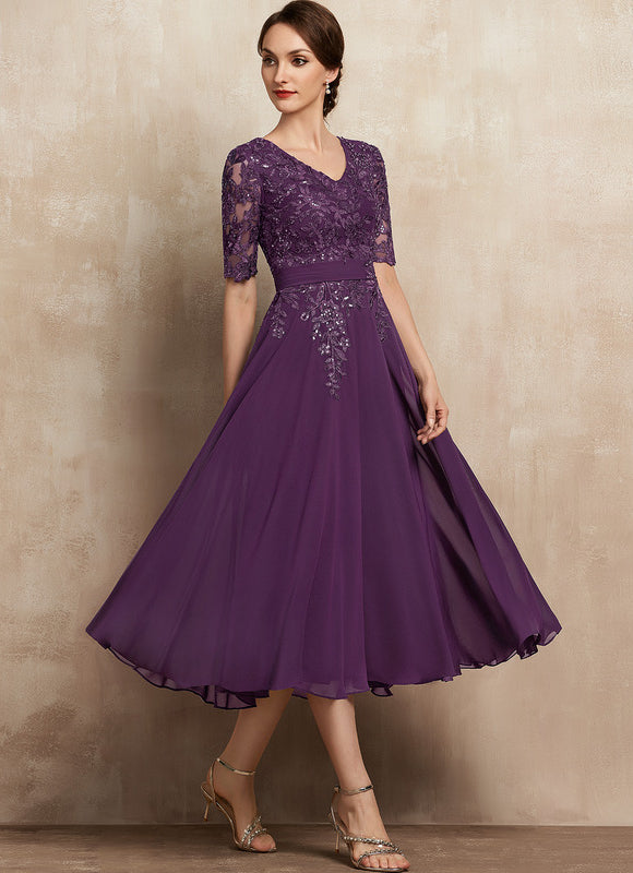 Robe Trapèze Violet Éclat Satiné - gallery 6