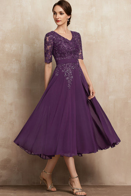 Robe Trapèze Violet Éclat Satiné - gallery 6