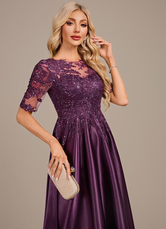 Robe Trapèze Satinée Prunelle - gallery 1